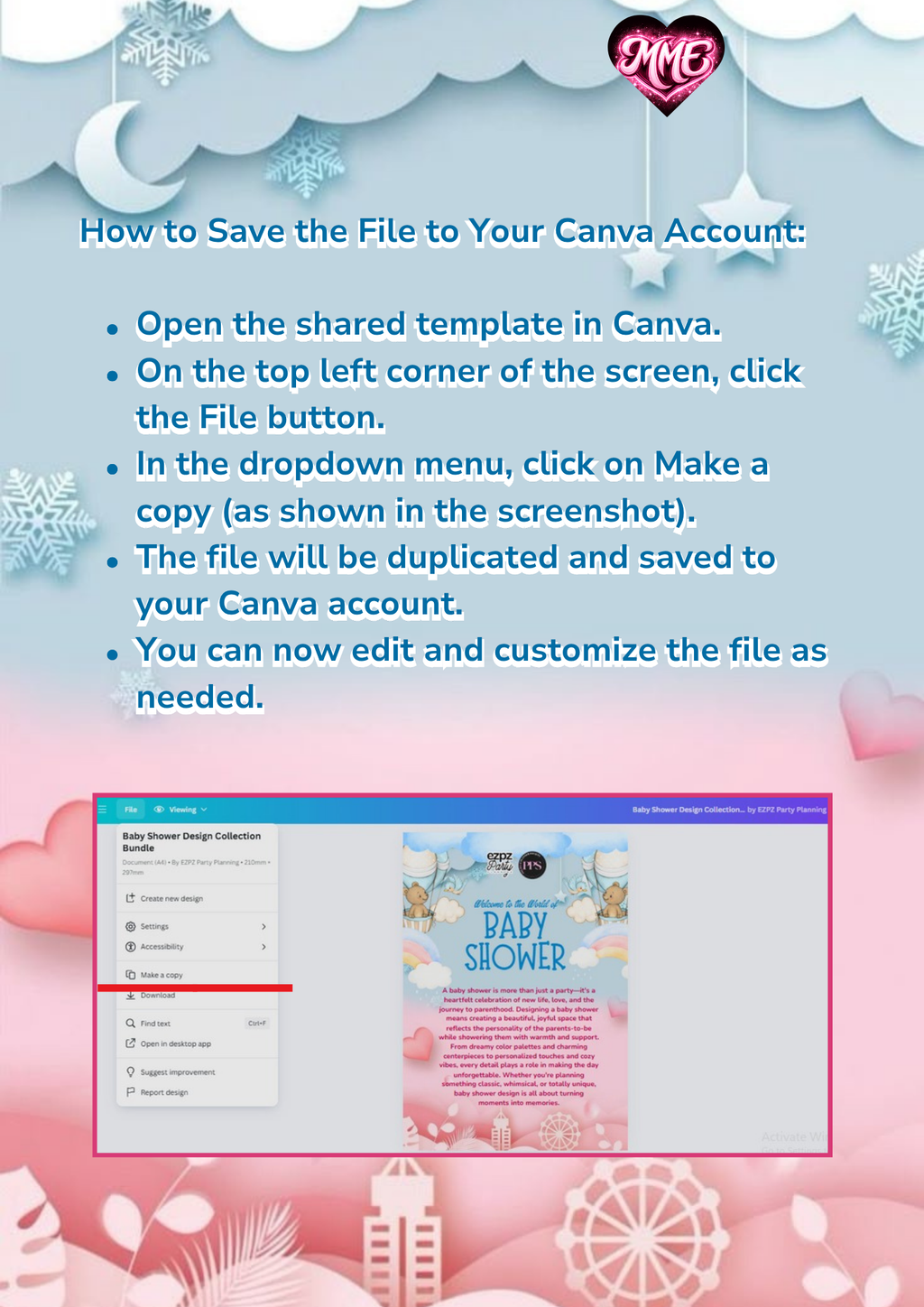 Little Cutie Baby Shower Canva Templates Digital Download - Minted Moments
