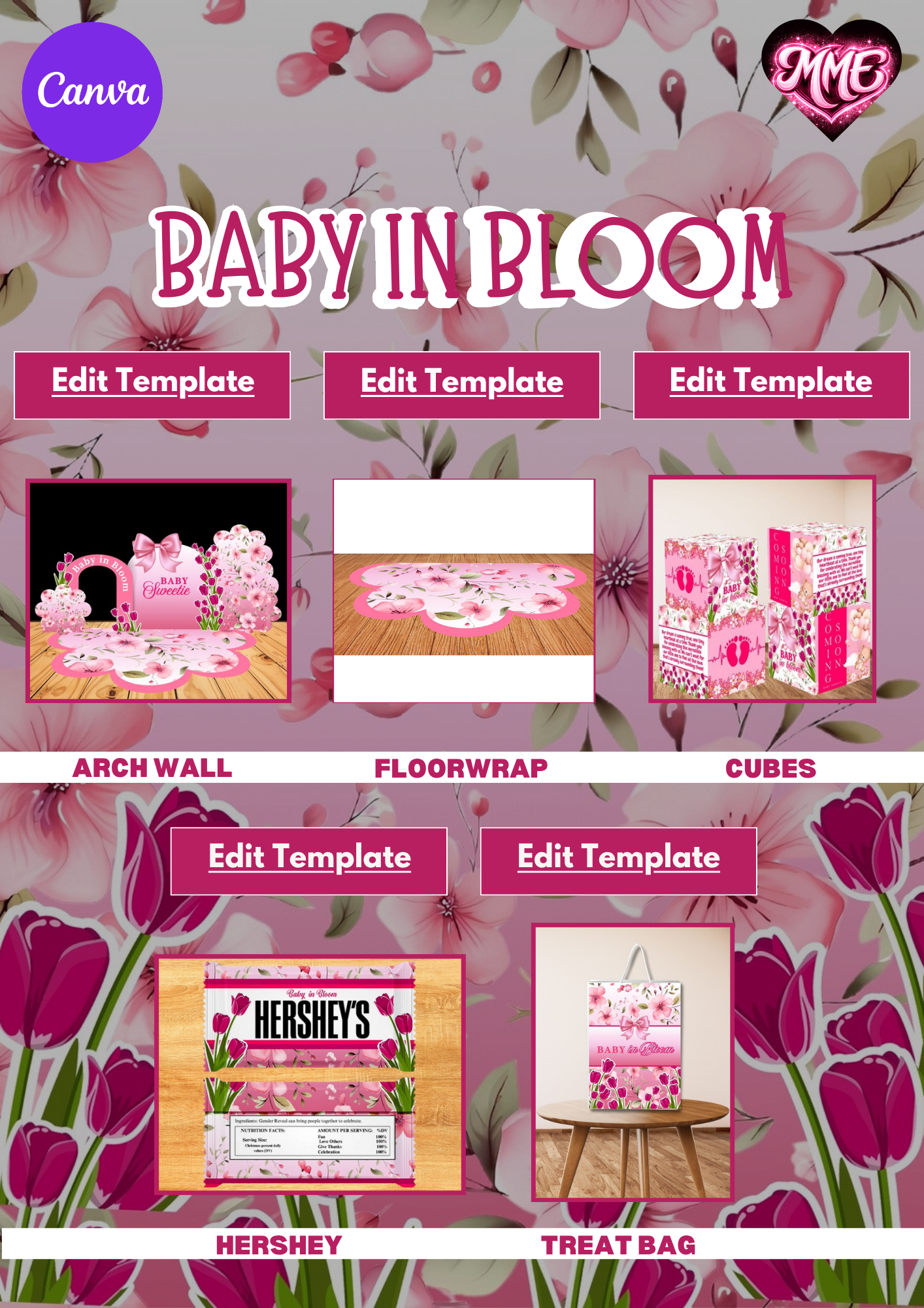Baby In Bloom Baby Shower Canva Template (Digital Download) |Minted Moments