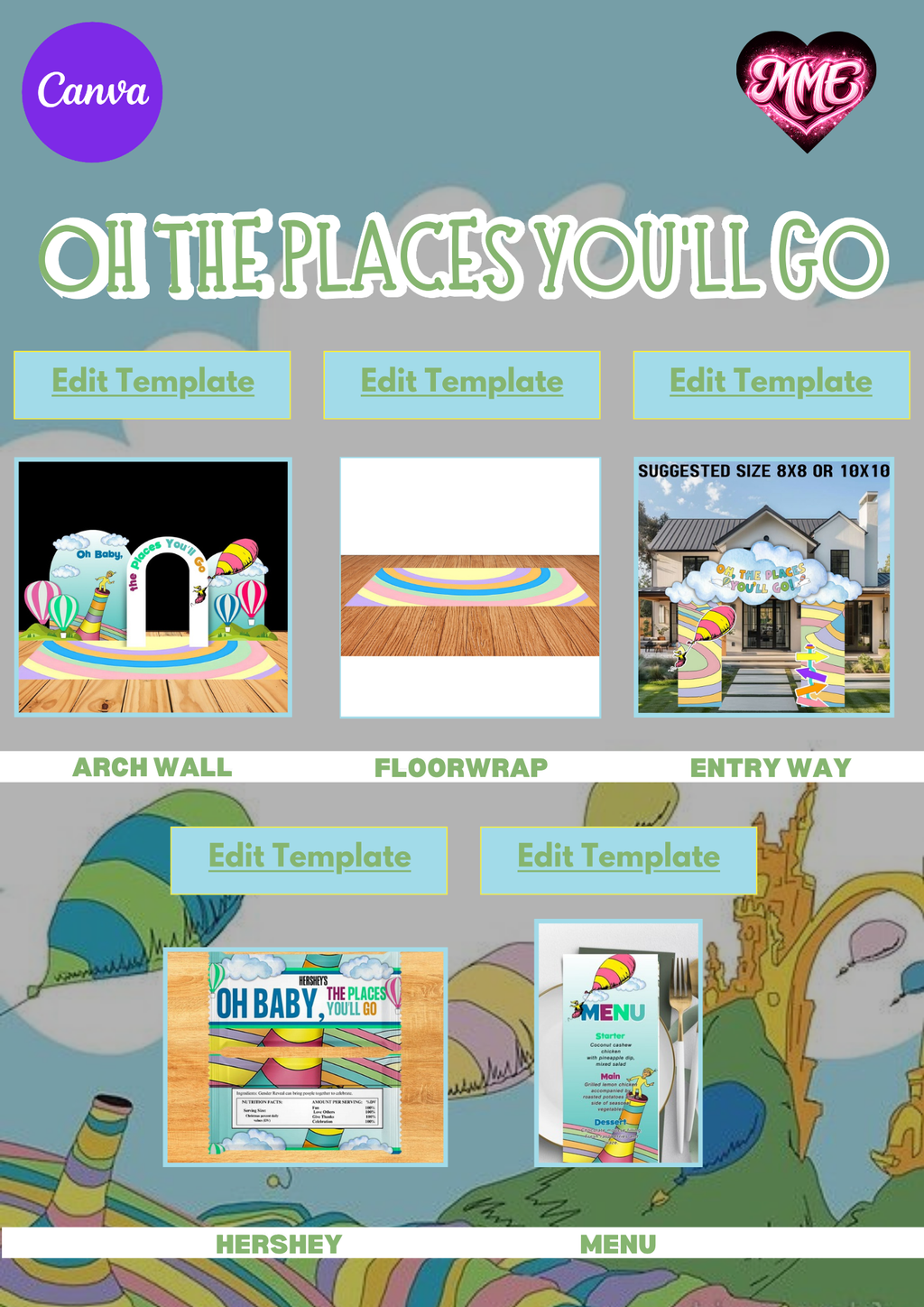 Oh the Places You'll Go Canva Templates - Digital Download| Minted Moments