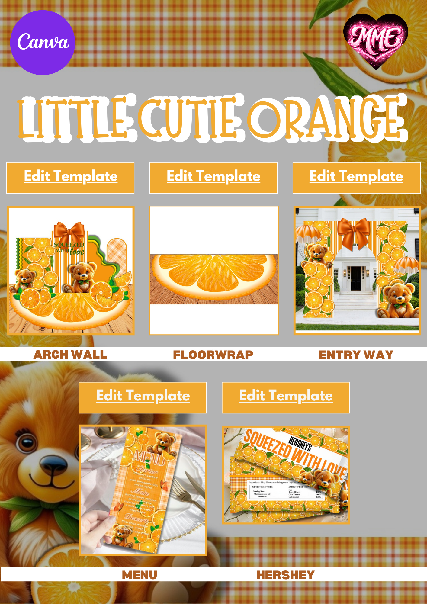 Little Cutie Baby Shower Canva Templates Digital Download - Minted Moments