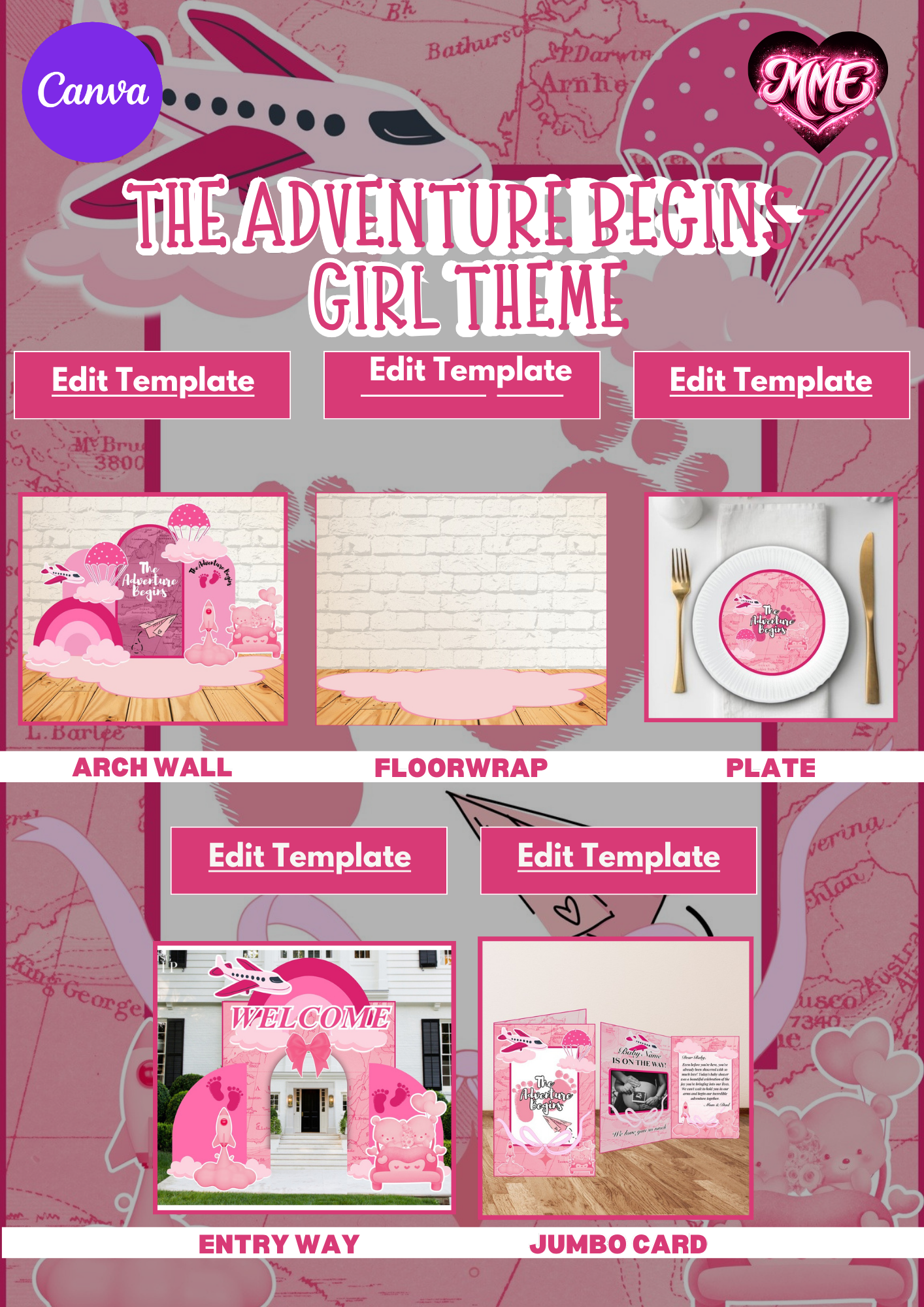 The Girl Adventure Begins  Canva Template (Digital Download) - Minted Moments