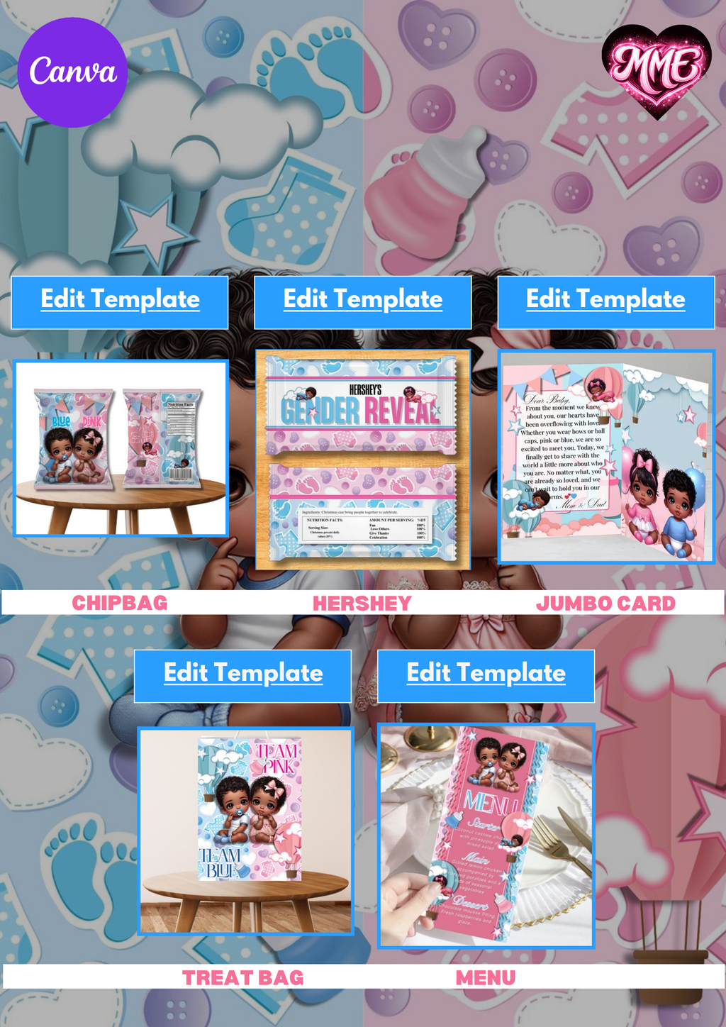 Team Boy /Team Girl Baby Shower Canva Templates – Digital Download | Minted Moments